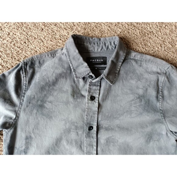Pacsun Shirt Men's Medium Denim Button Down Gray Long Sleeve - Picture 2 of 8